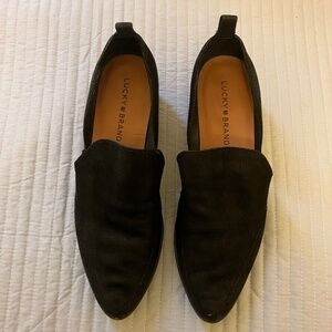 LUCKY BRAND Dress Flats Women Leather Black Slip On Padded Cushioned - Size 7 M